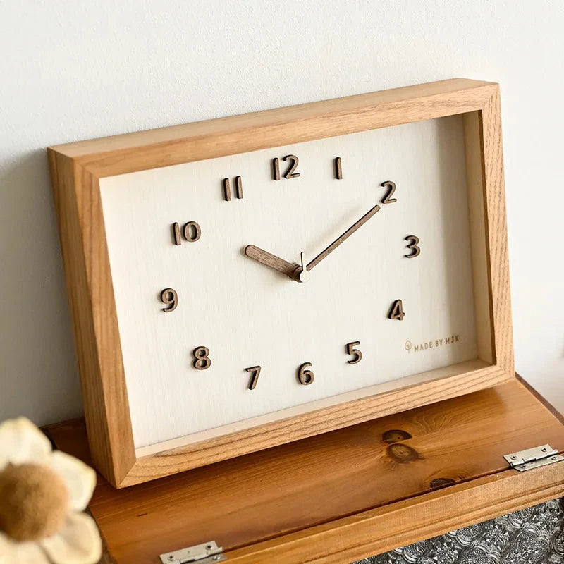 Horloge Murale Bois Rectangulaire Style Japonais