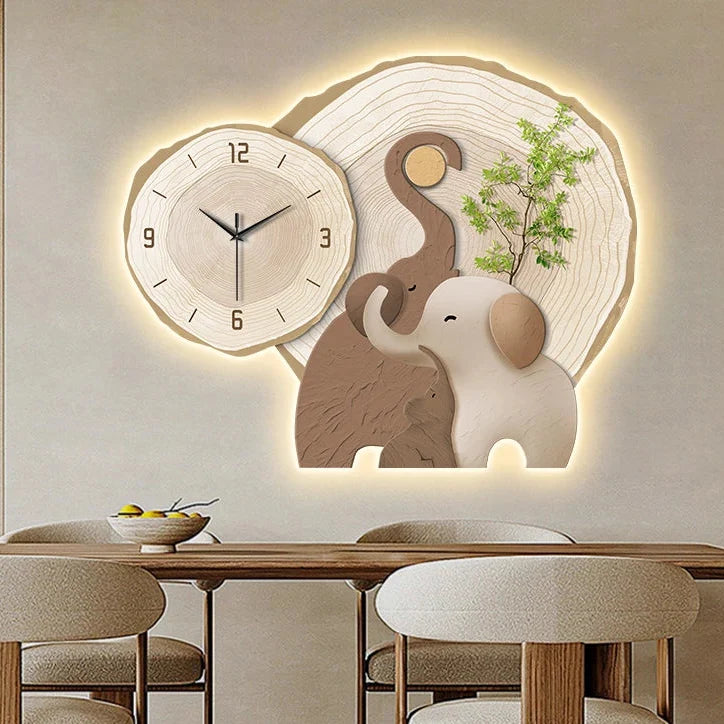Horloge Murale Lumineuse Éléphants