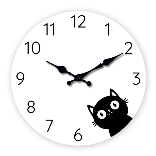 Horloge Chat Noir Minimaliste