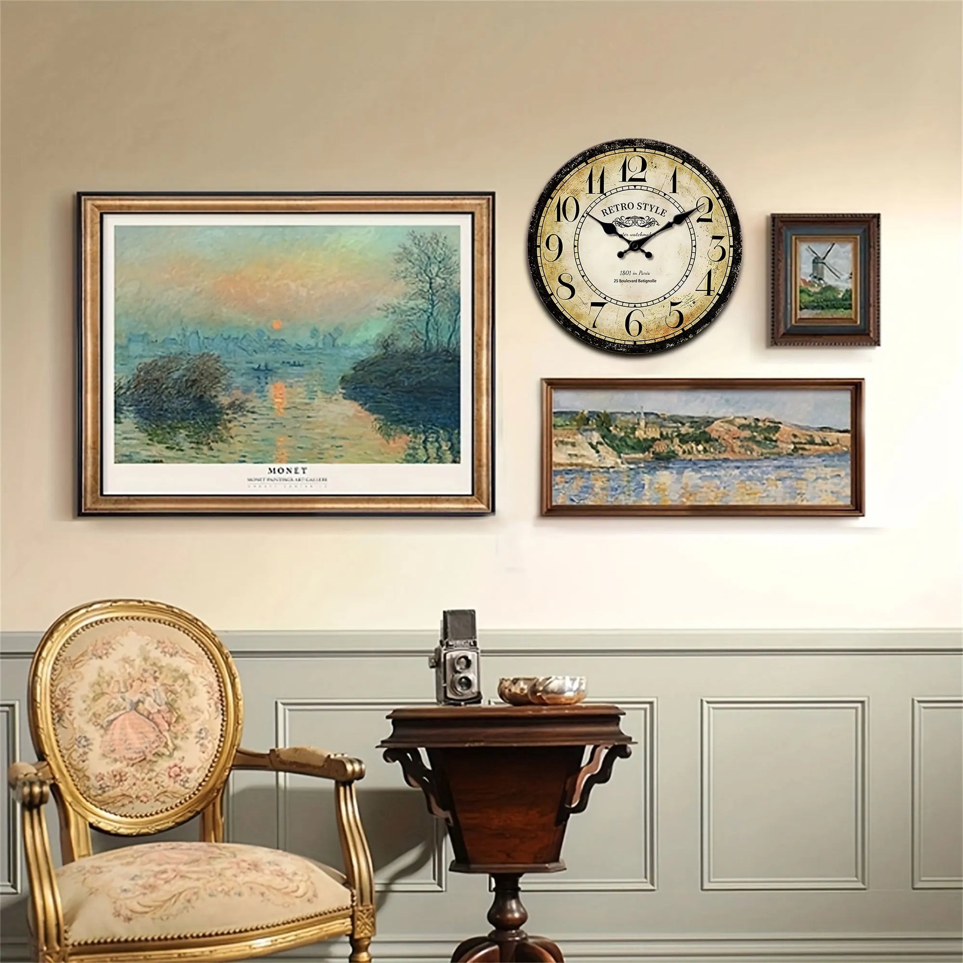 Horloge Murale Vintage Design Horloger Parisien Rétro