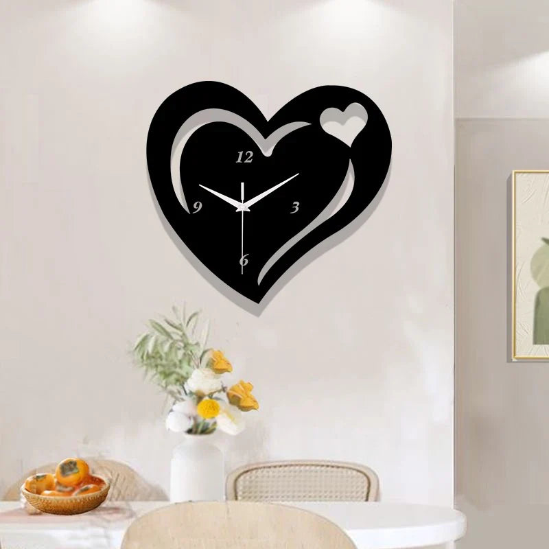 Horloge Murale Coeur Noir Design Moderne Decoration