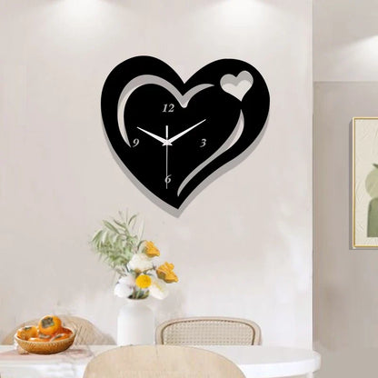 Horloge Murale Coeur Noir Design Moderne Decoration