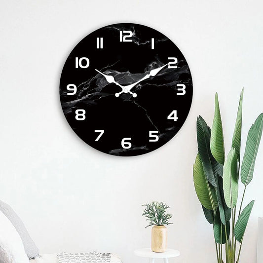 Horloge Murale Marbre Noir Style Épuré