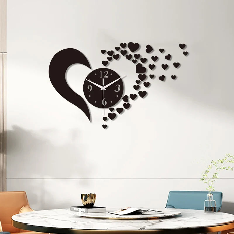 Horloge Coeur Acrylique Miroir Design Unique