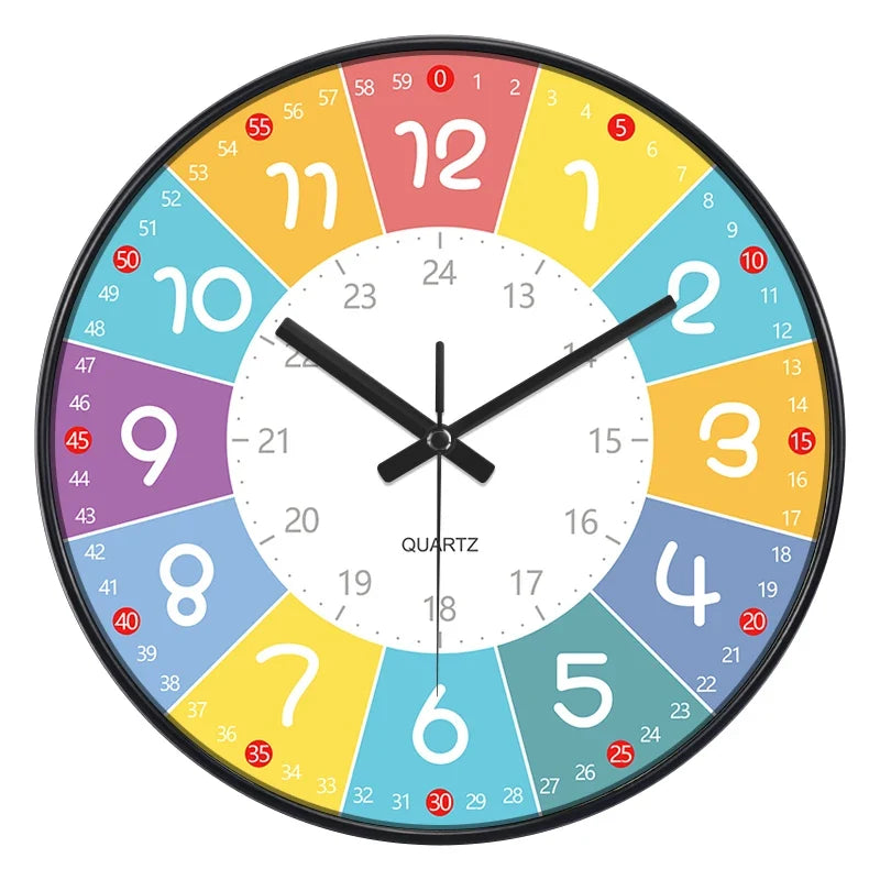 Horloge Murale Silencieuse Éducation Enfant Non Ticking
