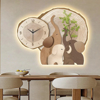 Horloge Murale Lumineuse Éléphants