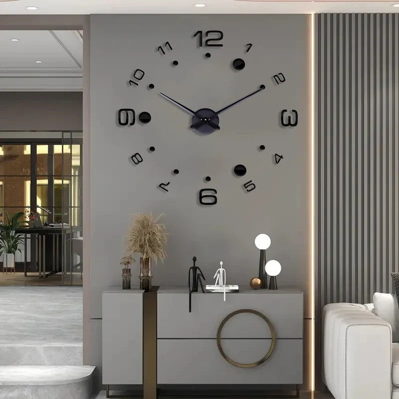 Horloge Murale Silencieuse Acrylique Effet Miroir Art Design