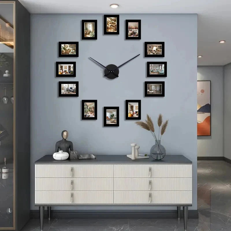 Horloge Murale Cadre Photo Noir DIY