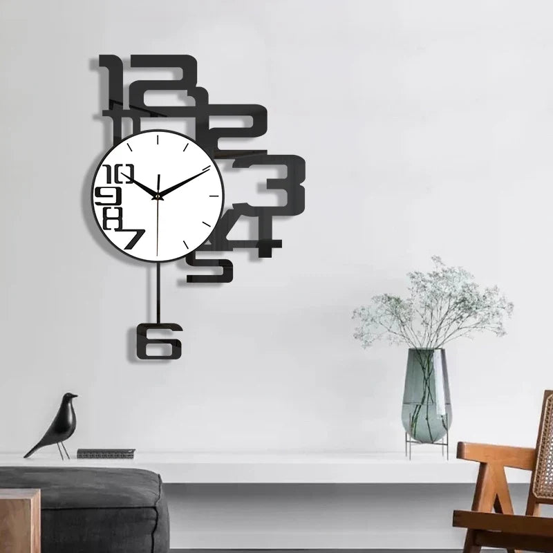 Horloge Murale Design Créatif en Métal Noir