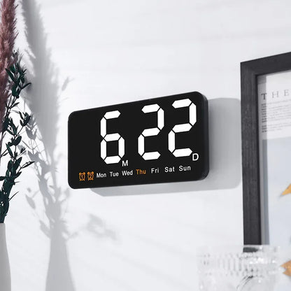 Horloge Murale Digitale LED Grande Taille avec Double Alarme
