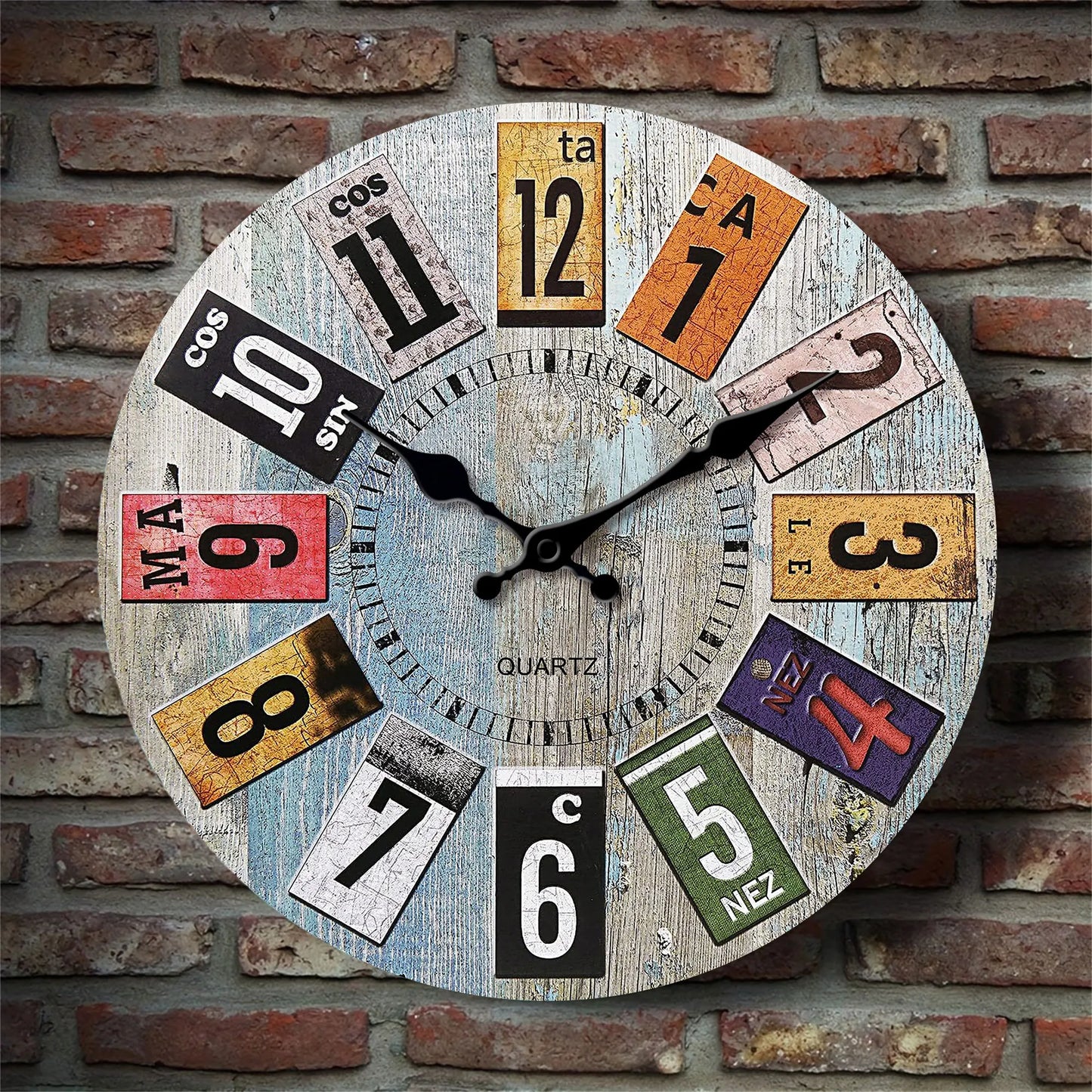 Horloge Murale Scandinave Bois Bleu Chiffres Colorés