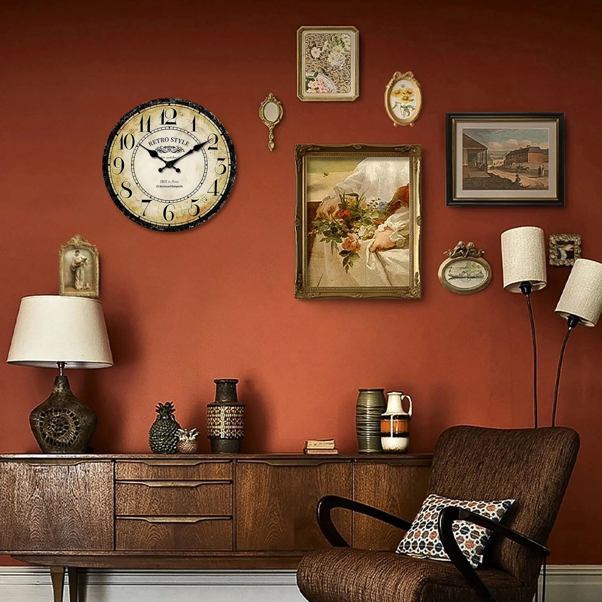 Horloge Murale Vintage Design Horloger Parisien Rétro
