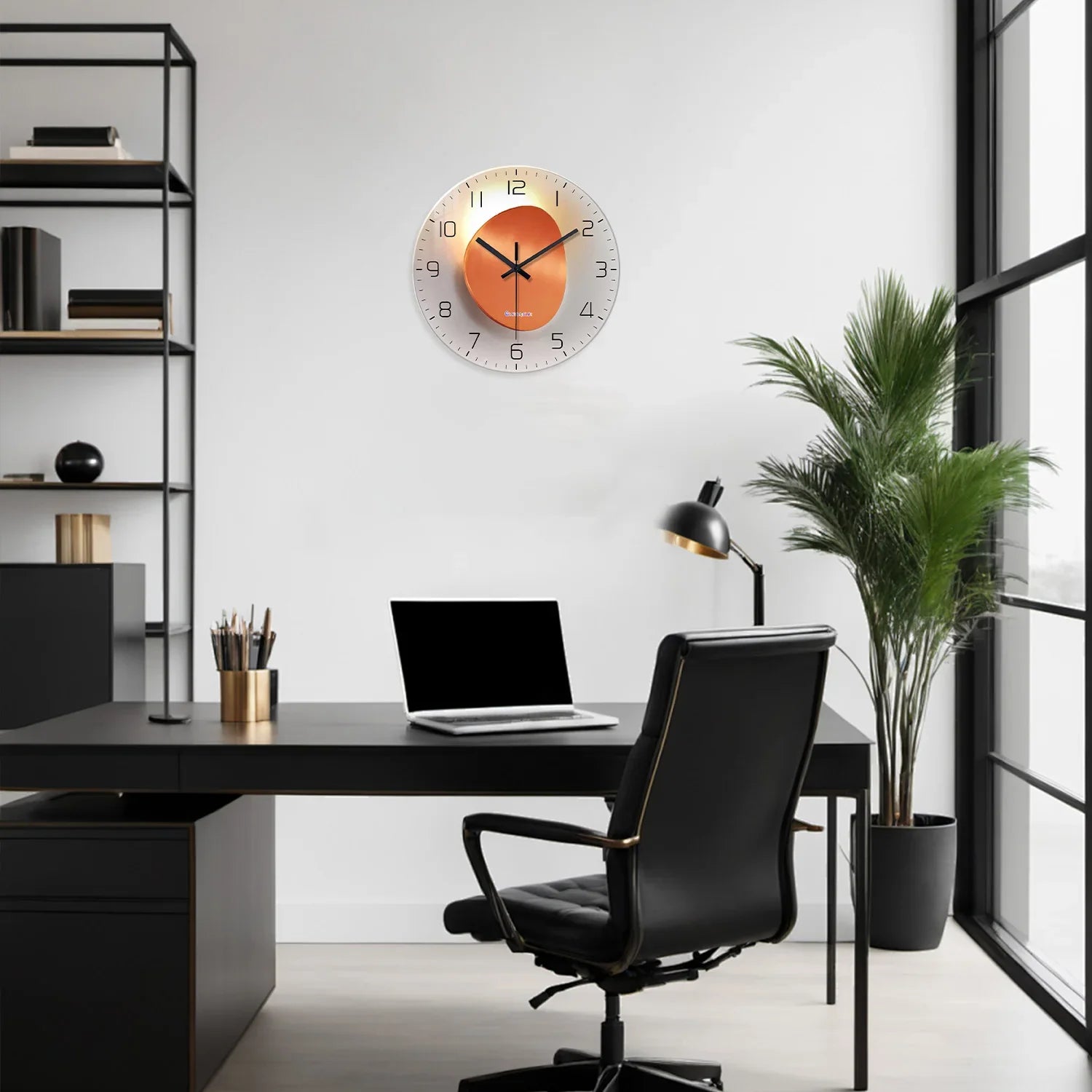 Horloge Murale Orangée Effet 3D