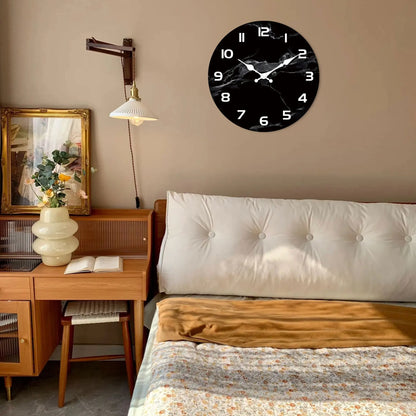 Horloge Murale Marbre Noir Style Épuré