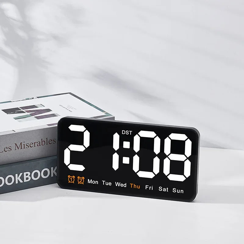 Horloge Murale Digitale LED Grande Taille avec Double Alarme