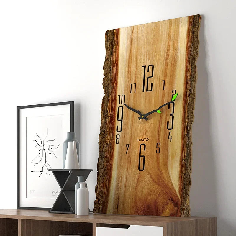 Horloge Murale Scandinave Bûche de Bois