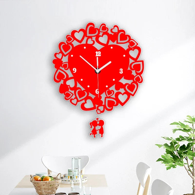 Horloge Murale Design Coeurs Noirs