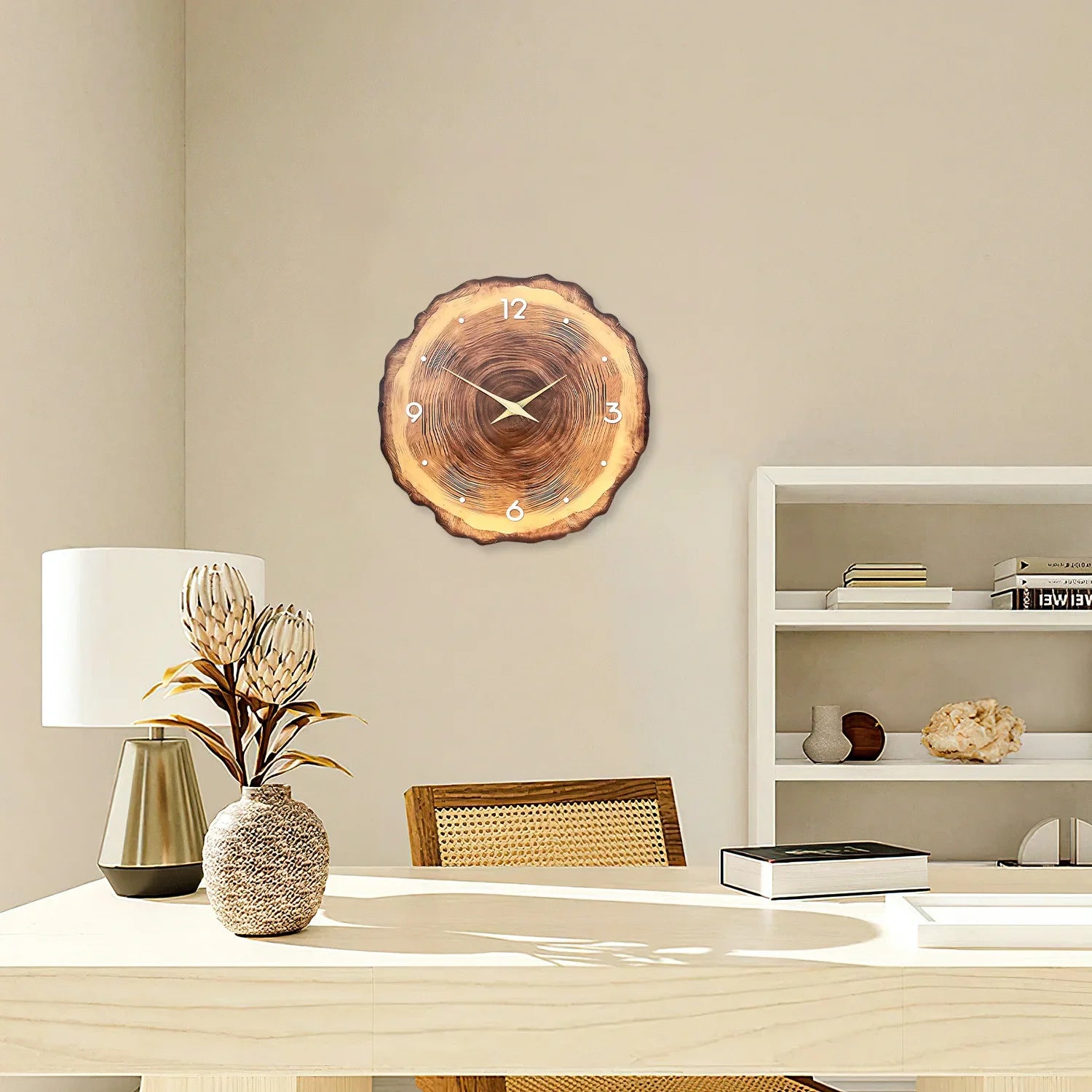 Horloge Murale Bois Coupe Transversale Naturelle