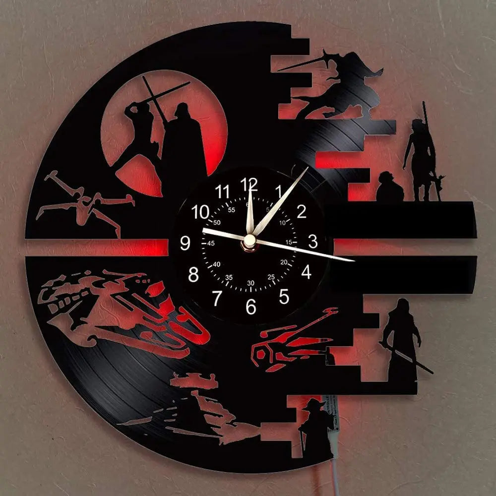 Horloge Murale LED Design Science-Fiction Vinyle 7 Couleurs