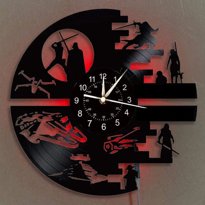 Horloge Murale LED Design Science-Fiction Vinyle 7 Couleurs
