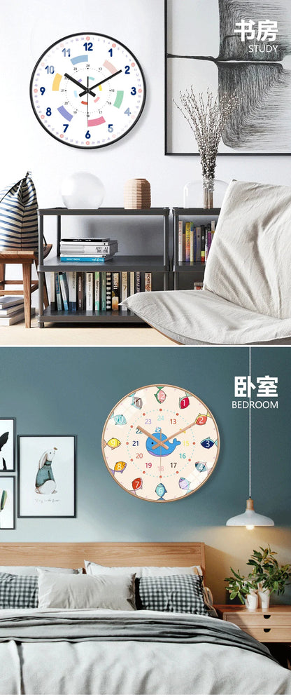 Horloge Murale Silencieuse Éducation Enfant Non Ticking