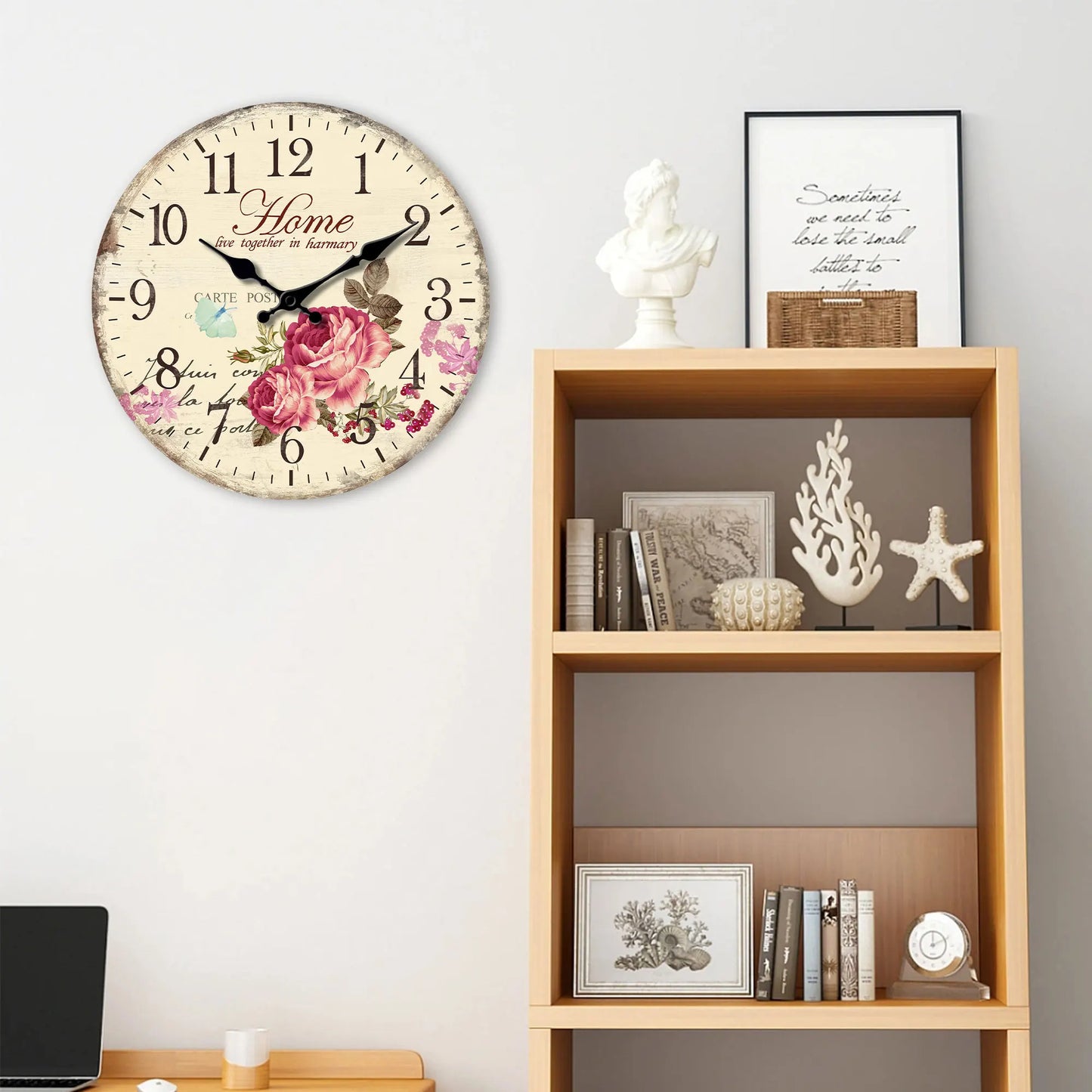 Horloge Murale Design Fleurs et Papillons