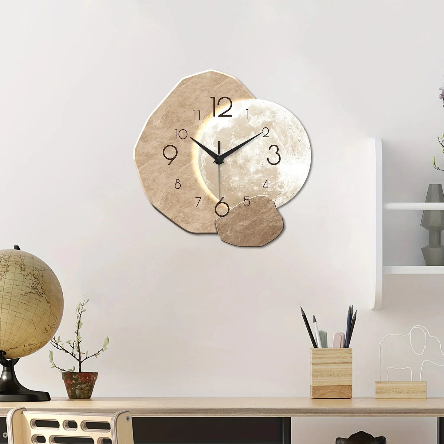 Horloge Murale Chambre Design Lune Moderne