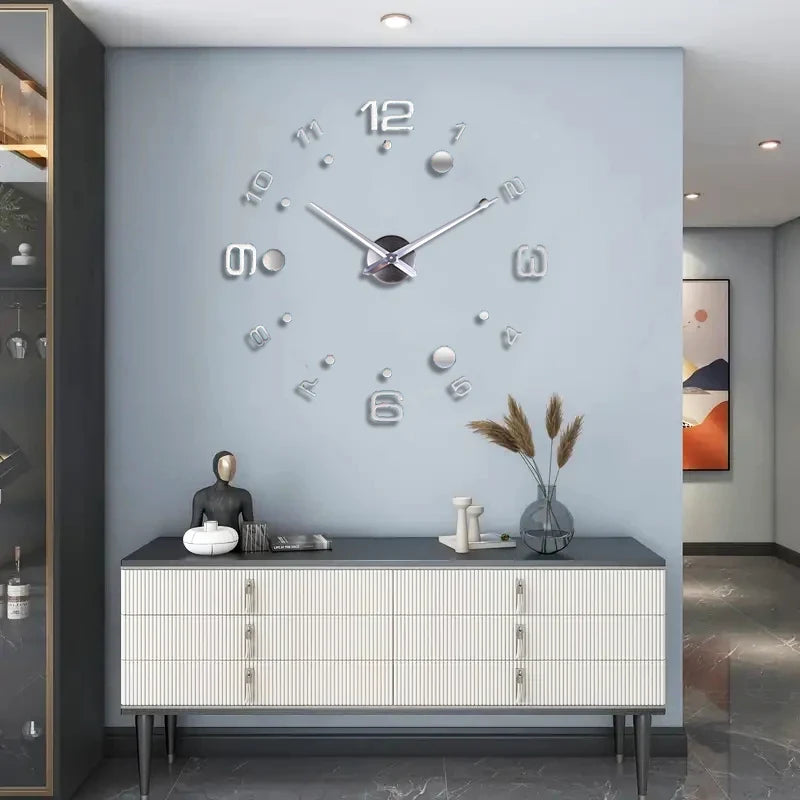 Horloge Murale Silencieuse Acrylique Effet Miroir Art Design