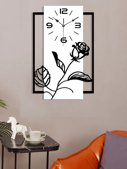 Horloge Murale Design Art Moderne Motif Rose
