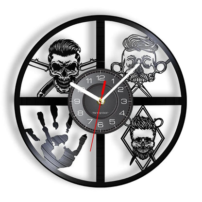 Horloge Vinyle Design Style Barber Shop
