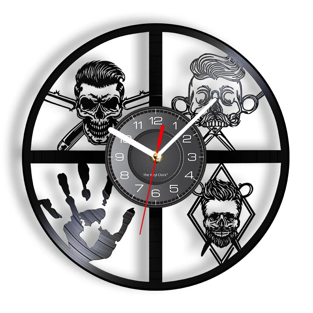 Horloge Vinyle Design Style Barber Shop