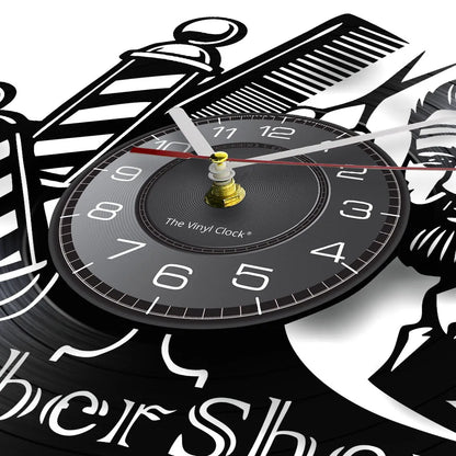 Horloge Vinyle Design Style Barber Shop