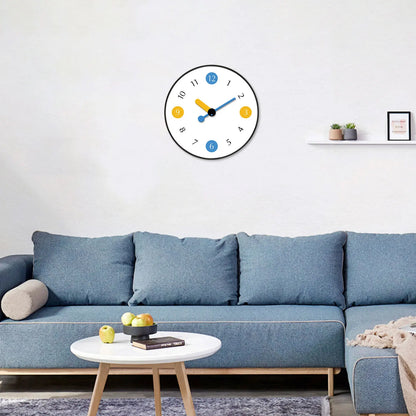 Petite Horloge Murale Chiffres Jaune et Bleu