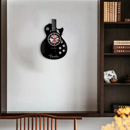 Horloge Murale Originale Vinyle Forme Guitare