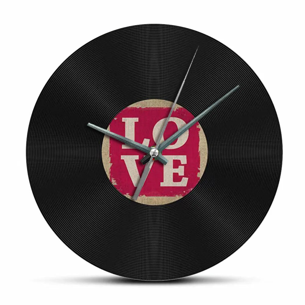 Horloge Murale Rétro Vinyle Noir