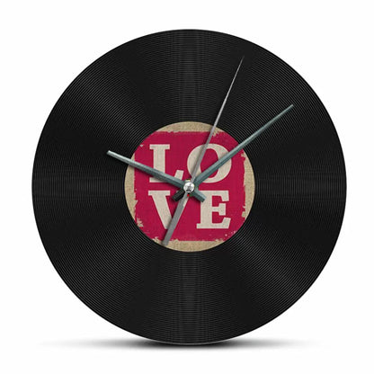 Horloge Murale Rétro Vinyle Noir