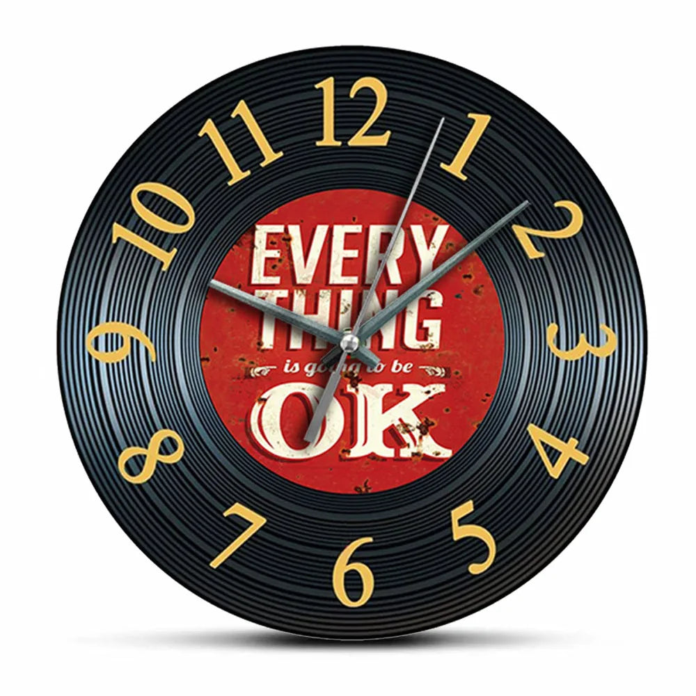 Horloge Murale Rétro Vinyle Noir
