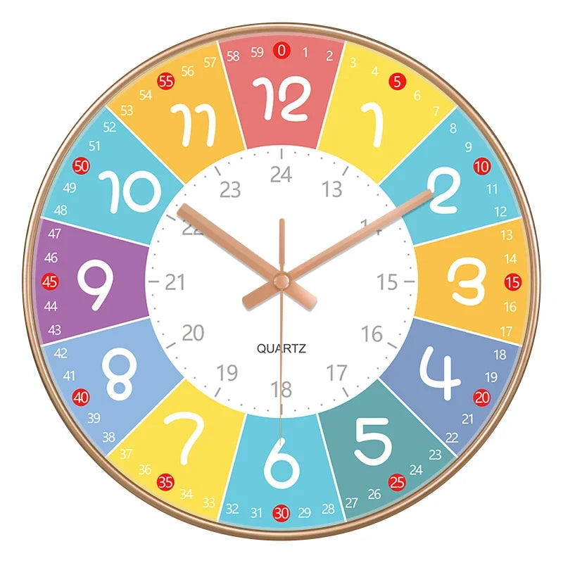 Horloge Murale Silencieuse Éducation Enfant Non Ticking
