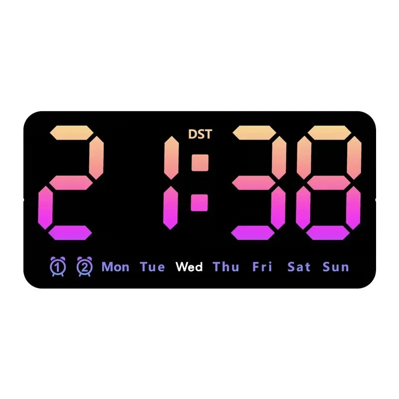 Horloge Murale Digitale LED Grande Taille avec Double Alarme