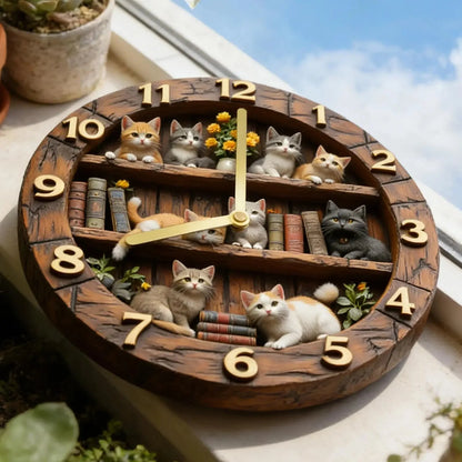 Horloge Chat Bibliothèque