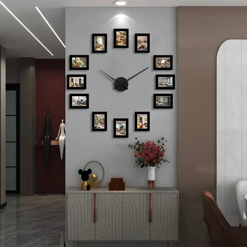 Horloge Murale Cadre Photo Noir DIY