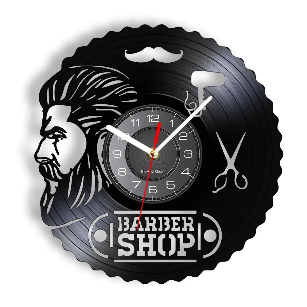 Horloge Vinyle Design Style Barber Shop