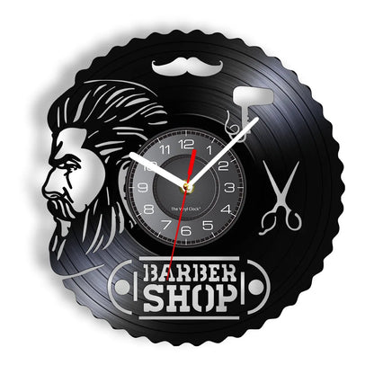 Horloge Vinyle Design Style Barber Shop