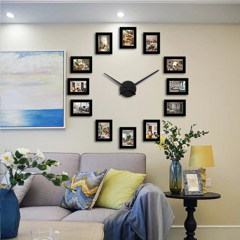Horloge Murale Cadre Photo Noir DIY