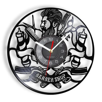 Horloge Vinyle Design Style Barber Shop