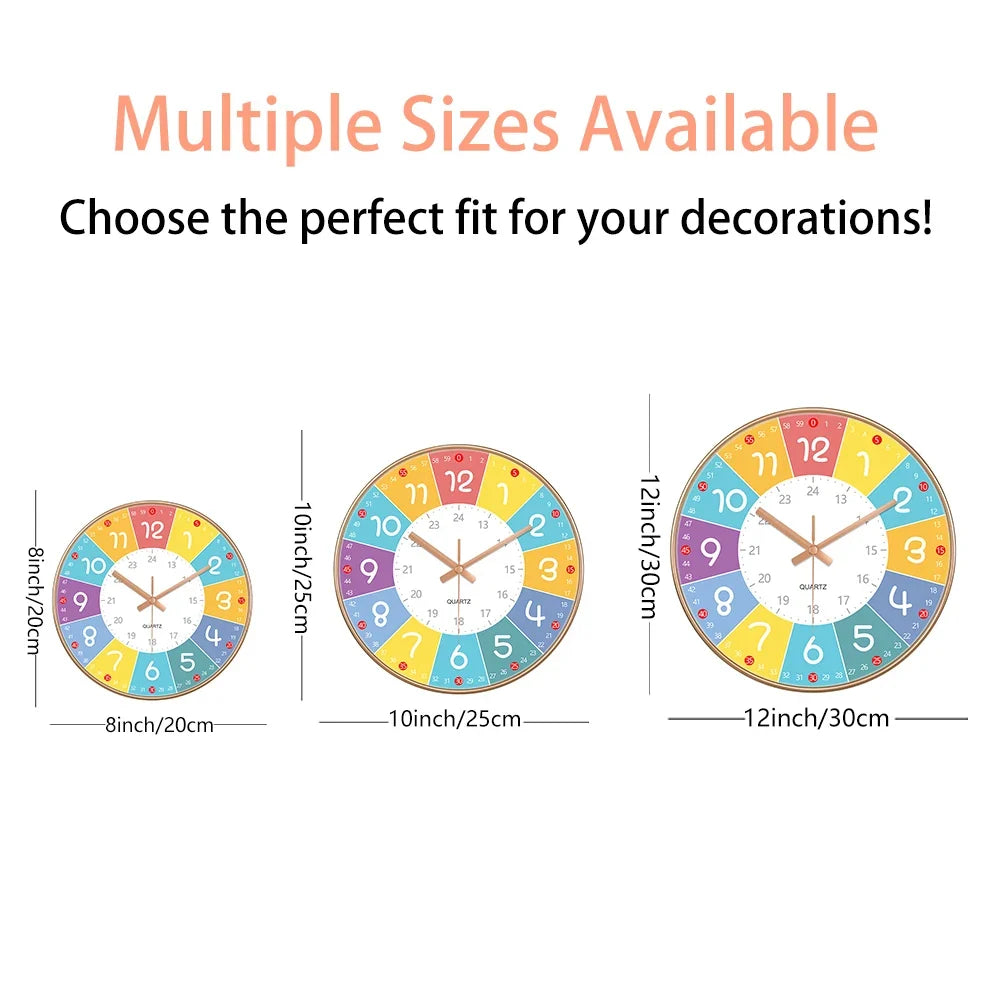 Horloge Murale Silencieuse Éducation Enfant Non Ticking