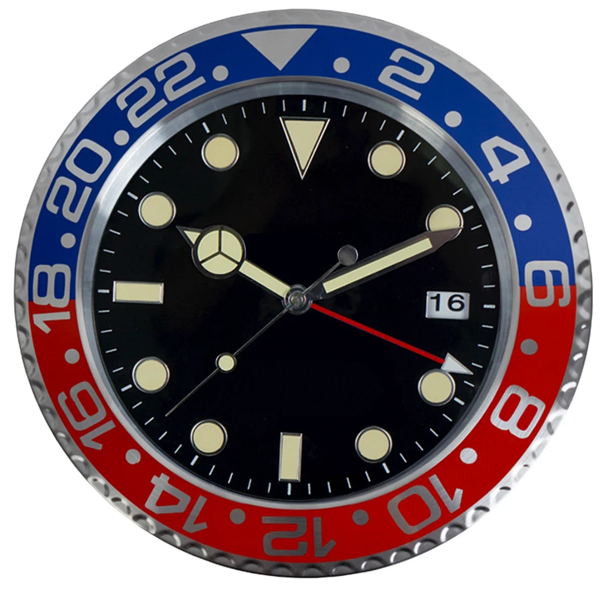 Horloge Murale Métal Design Fluorescent 33cm Sans Piles