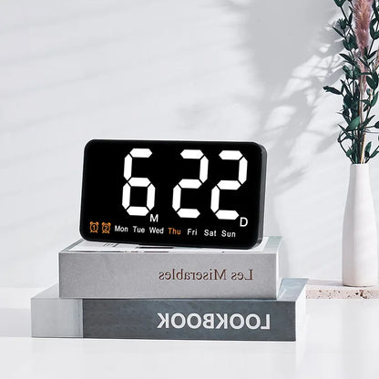 Horloge Murale Digitale LED Grande Taille avec Double Alarme