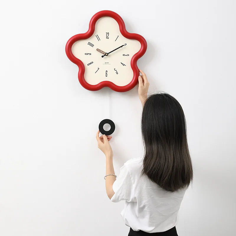 Horloge Pendule Murale Moderne Forme de Fleur