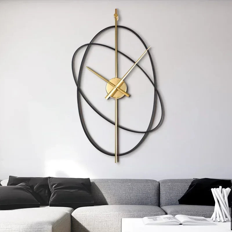 Horloge Murale Industrielle Ovale Métal Design Moderne Silencieuse